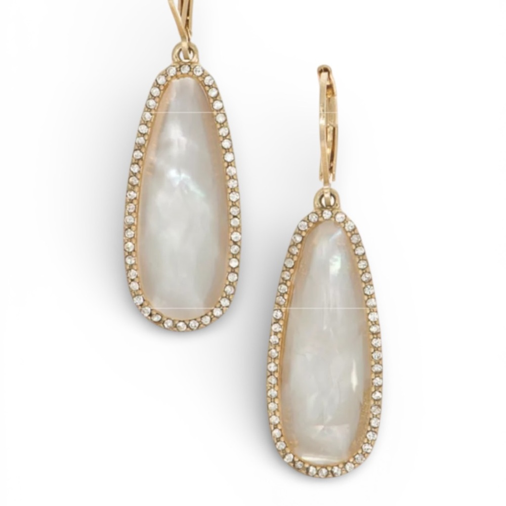Lonna & Lilly Gold Tone Pink Oval Crystal Halo Drop Earrings